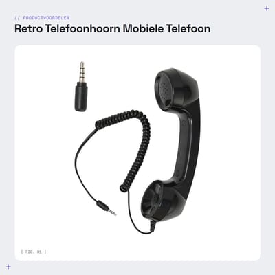 Solidchoice- Telefoonhoorn Retrostijl - 3,5 Mm Telefoonontvanger - Geluidsschakelaar - Volumeregeling - Opgerold Snoer 9 Voet - Superieure Geluidskwaliteit