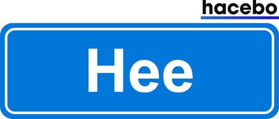 Hacebo - Plaatsnaam Sticker - 29x10 CM - Hee sticker - Verkeersborden sticker - grappige cadeaus - Hee