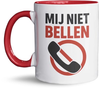 NietMokken.nl - Grappige Mok – Mij Niet Bellen – Mok Voor Kantoor – Grappig Cadeau Voor Collega – Tekstmok 325 ML – Koffiemok Met Humor – Werk Mok Met Tekst – Grappige Mokken En Méér – Originele Keramische Beker Voor Werkplek