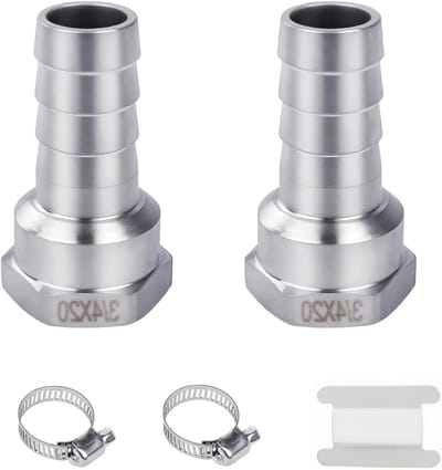 RVS Slangdoorvoer Set van 2, Vrouwelijke Draadverbinding, Geschikt voor 3/4"IGx20mm Slangen en Pijpen, Duurzaam en Corrosiebestendig