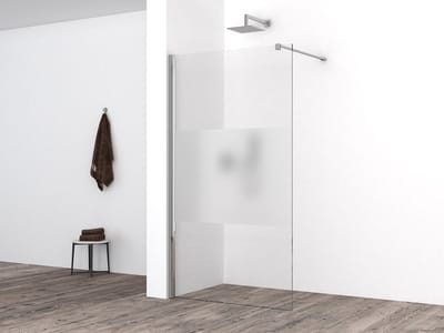 Wiesbaden Partly inloopdouche 80x200cm 10mm NANO coating glas met gedeeltelijk mat glas aluminium profiel zilver