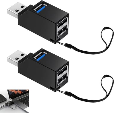 Compacte 3-poorts USB 3.0 hub met 1x USB 3.0 en 2x USB 2.0 poorten voor snelle gegevensoverdracht en opladen