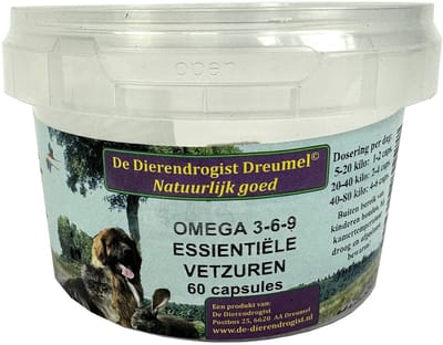 Dierendrogist Omega 3-6-9 Capsules - Essentiële Vetzuren voor Honden en Katten - 60 Stuks