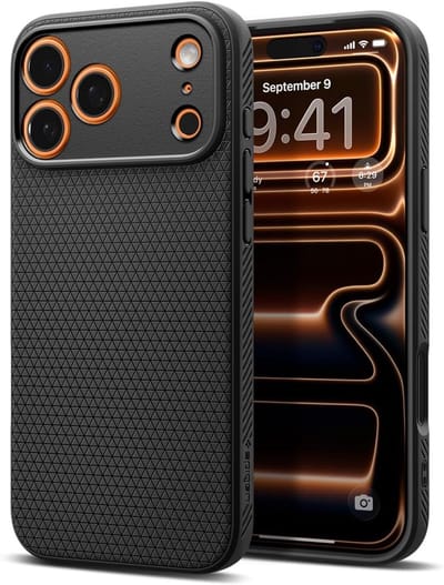 Spigen Geschikt Apple iPhone 17 Pro - Militaire - Doordachte details - Liquid Air - Back Cover Hoesje - Zwart
