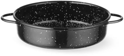HENDI Braad- en serveerpan - koolstofstaal geemailleerd - 16 cm diameter, 4,5 cm hoog - zwart - geschikt voor gas, keramisch en elektrisch - vaatwasmachinebestendig