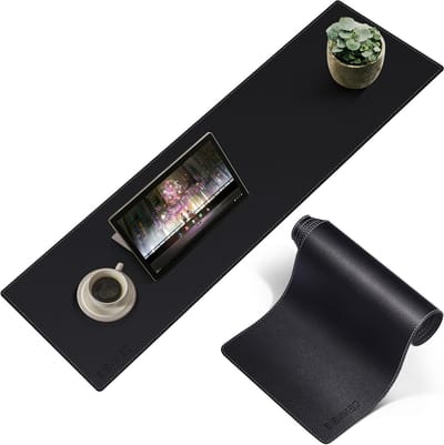 Console Tafelhoes van Leer voor Smalle Sofa Tafel, Bescherming voor TV Console en Achter Sofa (100x30cm, Zwart)