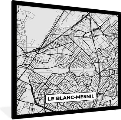 Fotolijst incl. Poster - Kaart - Stadskaart - Frankrijk - Le Blanc-Mesnil - Plattegrond - 40x40 cm - Posterlijst