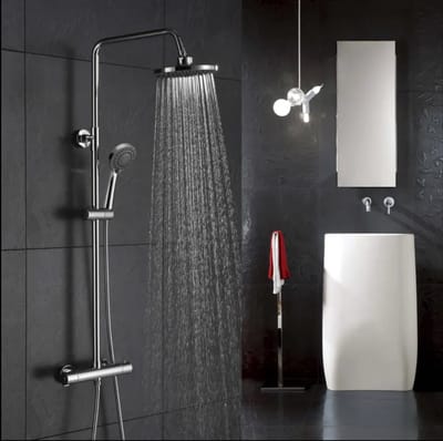 Hudor Douchekolom SC418 Chrome - Douchepaneel met Thermostaatkraan - Regendouche - Design Collectie Erymanthe - Messing Body - UPC Gecertificeerd