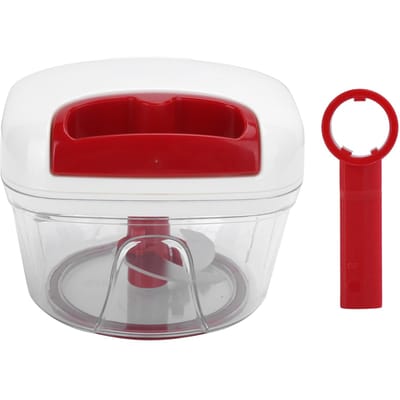 Mini Hachoir Alimentaire de Cuisine 550ML à Traction Manuelle Hachoir à Ail Pilon Mélangeur avec Brosse de Nettoyage