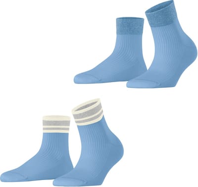 Esprit Retro Glitter 2-Pack gedessineerd katoen multipack sokken dames blauw - maat 35-38