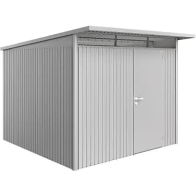 Biohort Metalen Tuinhuis Avantgarde - Zilver Metallic - 260x300cm - Enkele Deur - Met Lessenaarsdak