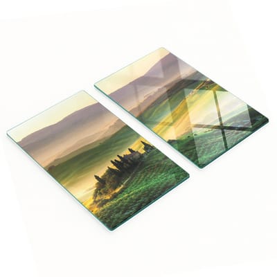 Stijlvolle en duurzame glazen borden met Toscaanse panoramaprint 2x30x52 cm