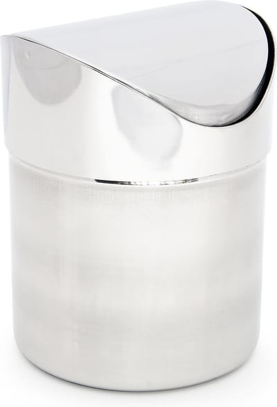 tafelafvalbakje - rvs - tuimeldeksel - 1,2 liter - HxØ 15,5 x 12 cm - badkamer - keuken - zilver