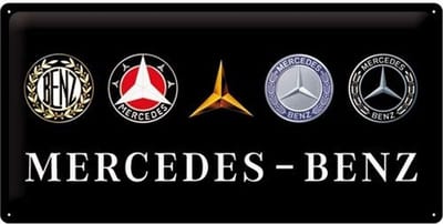 Mercedes Benz Logo's  Metalen Bord 25 x 50 cm