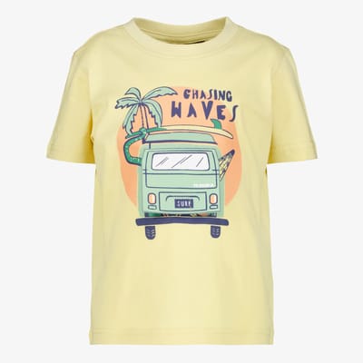 Unsigned jongens T-shirt met busje geel - Maat 98/104
