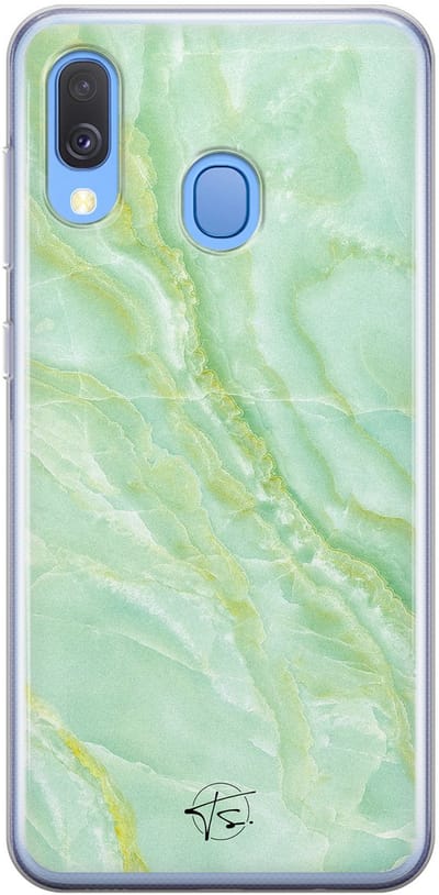 Hoesje geschikt voor Samsung Galaxy A40 - Marmer Limegroen - Soft Case - TPU - Marmer - Groen - Mooie Telefoonhoesjes