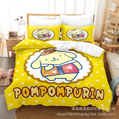 Ensembles de literie mignons Pom Pom Purin Couette Housse de lit Housse de couette Taie d'oreiller Ensembles 2-3 pièces Taille enfant adulte Décor de chambre US Full 203x228cm