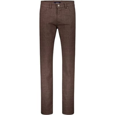 Gardeur Broek Bill Wool-Look Soft Touch Check Bruin / male