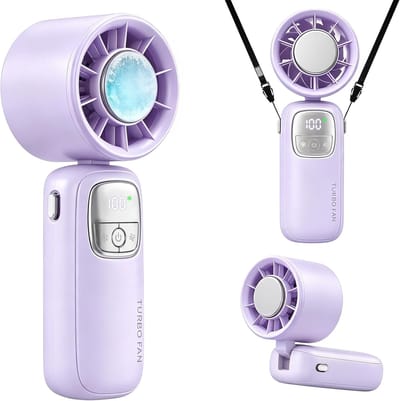 VHV - Handventilator - Turbo mini fan met koude kompres koelplaat - 5 standen en 3600mAh - Voor reizen en kantoor