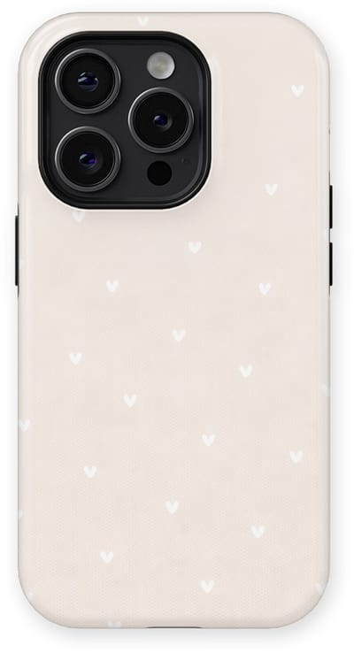 Tough Hoesje met Hartjes geschikt voor iPhone 14 Pro | Little Love Tough Case Geschikt voor Mag | Hartjes Print Backcover geschikt voor iPhone 14 Pro Ivory Hearts