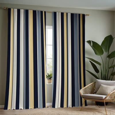 2 Stuks HD Digitaal Kleursysteem Mediterrane Gestreepte Gordijnen Woondecoratiestijl Woonkamer Slaapkamer Decoreren Roede W52H63inchW132H160cm white