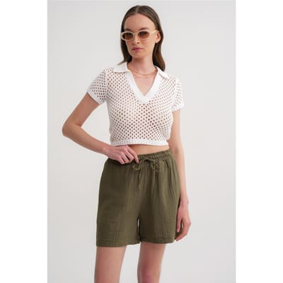 Hoogwaardige Geweven Katoenen Shorts
