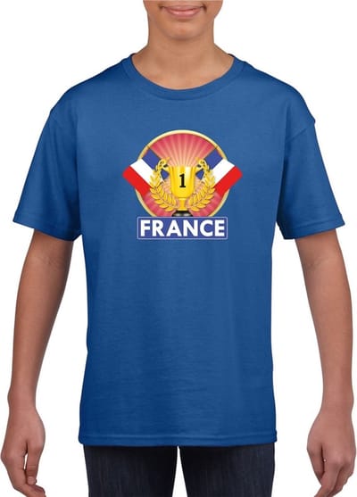 Blauw Frans kampioen t-shirt kinderen - Frankrijk supporter shirt jongens en meisjes 110/116