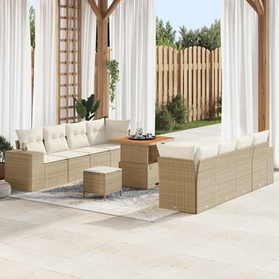 vidaXL - Tuinbank - Set - Beige - en - Crème - poly - rattan