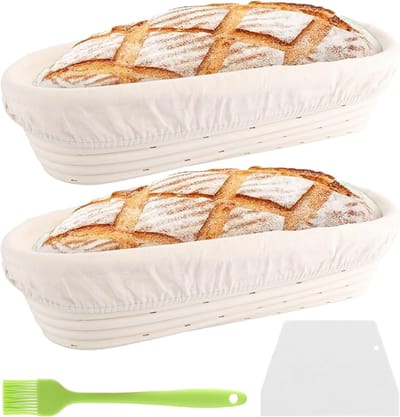 Rijsmandjes Brood - Gistmand Ovalen - Broodbakken Thuis - Natuurlijk Rotan Materiaal - 35 cm - Bruin