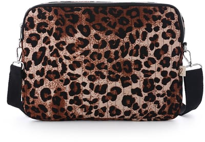 Trendy Laptop- & iPad Tas met Leopard Print - Geschikt voor 13 inch - Modieuze Schoudertas Dames - 32 x 24 cm - Luipaard 4