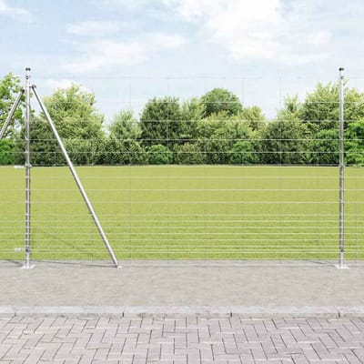 vidaXL - Gelast - Draadhek - met - Betonnen - Basis - 25 - x - 1,5 - m - Zilverkleurig