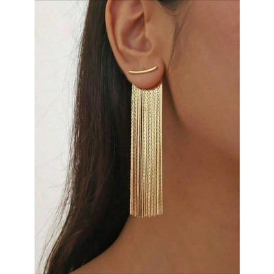 Paire d'Boucles d'Oreilles Pendantes à Franges et Chaînes, Bijoux Style Minimaliste Élégant, Boucles d'Oreilles Mode Pour Femmes - Conception Légère Sans Nickel or