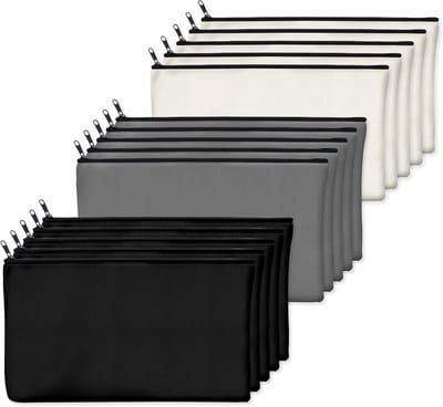 15 Stuks Lege Katoenen Canvas DIY Creatieve Ritstasjes voor Make-up, Toilettas en Opberging van Kantoorbenodigdheden