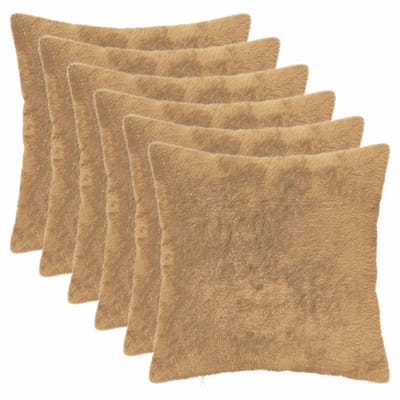 vidaXL - Kussensloop - 6 - st - HEERLEN - Taupe - 30 - x - 30 - cm - Nep - Konijnenbont