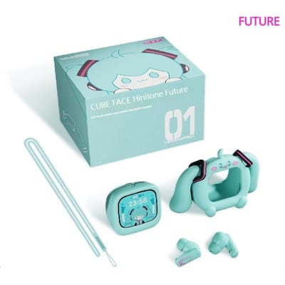 Hatsune Miku Touchscreen Interactieve Draadloze Bluetooth Anime Perifere Headset Cadeaubox Kubus Gezicht LCD Kinder Speelgoed Kerstcadeaus white