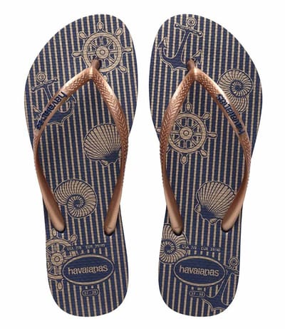 HAVAIANAS SLIM NAUTICAL Navy blue rose gold white -35-36