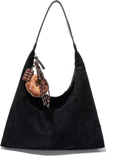Dames Suède Schoudertas, Grote Capaciteit Tote Bag, Slouchy Handtas voor School, Werk, Winkelen en Reizen