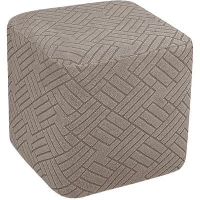 Klassieke Jacquard Vierkante Poefhoes Duurzaam Polyester Stretch Wasbare Poefhoes Effen Kleur Huisdecoratie Voor Woonkamer 1pc