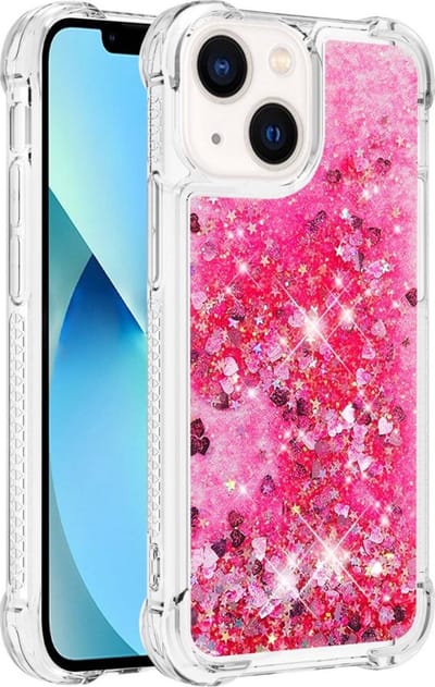 Peachy Glitter TPU hoesje geschikt voor iPhone 14 Plus - transparant roze