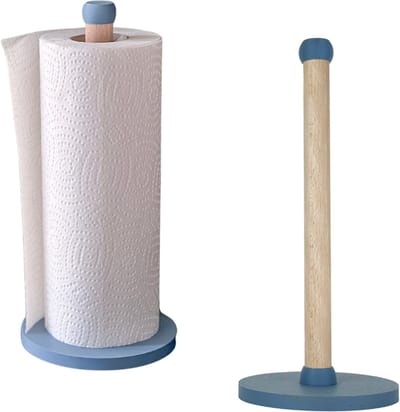 Home 3D® - Keukenrolhouder Blauw - Houten Staande Rollenhouder - Gemaakt en ontworpen in Nederland
