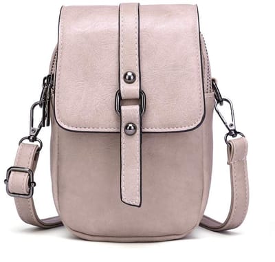 Dames Crossbody Telefoontas – Vintage PU Leren Schoudertas – Mobiele Telefoon Tas met Verstelbare Schouderriem – Compacte Handtas – Roze