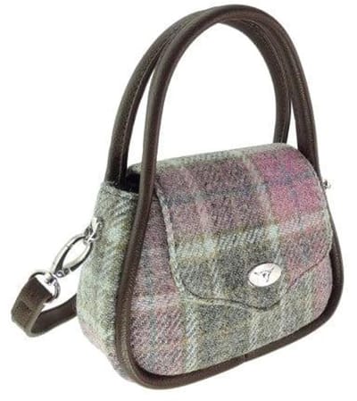 Mini Handtas Buchan Zacht Roze Buchanan - 20 x 14 x7 - Schouderband - Harris Tweed - Glen Appin of Scotland