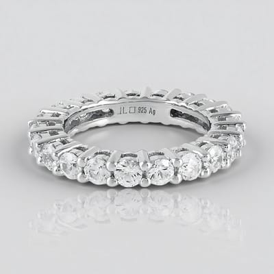 Cavill - Zilveren Ring - 925 Sterling Zilver Geplatineerd - 21 Cambodjaanse Zirkonen 2,79 ct - Tijdloze Eeuwigheidsring - Rond Briljant