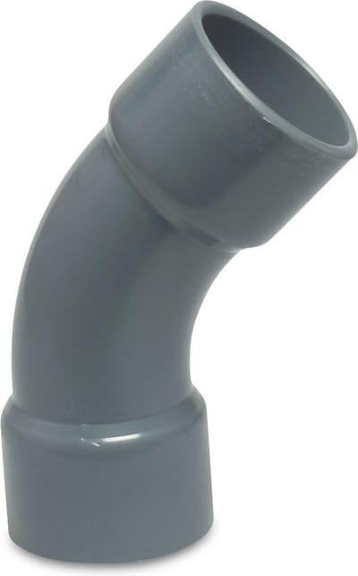 Mega Bocht 45° PVC-U 32 mm lijmmof 16bar grijs type handgevormd