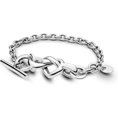100% 925 Sterling Zilver Pan Bedels Geknoopte Hart T-Bar Armband De Liefdesarmband Kanaliseert De Symboliek Van De Knoop 17cm white