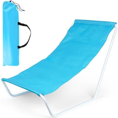 Strandstoel Opvouwbaar Blauw - Strandmat - Zonneligstoel - Ligstoel - Ligbed - Tuinstoel - Campingstoel