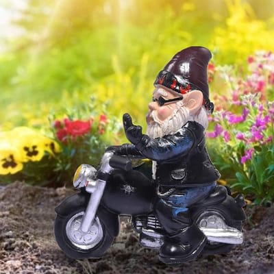 Tuinbeeld van een Motorfiets Dwerg 13,2 x 13 cm - Waterdicht, UV-bestendig Tuindecoratie, Leuke Cadeaus voor Mannen, Balkon Decoratie en Tuinaccessoires