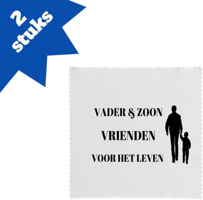 Akyol - vader en zoon vrienden voor het leven brillendoekjes - Vriend - vader/zoon - vader cadeautjes - vaderdag - verjaardag - geschenk - kado - vader artikelen - zoon artikelen - zoon verjaardag - 17,8 bij 17,8 cm - 2 stuks