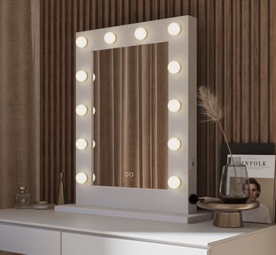 Schaere - Visagie Spiegel Met Wit Frame - Dimbare Led Lampen - Lichtkleur Instelbaar - Inclusief Stopcontact en Usb 60×80 cm