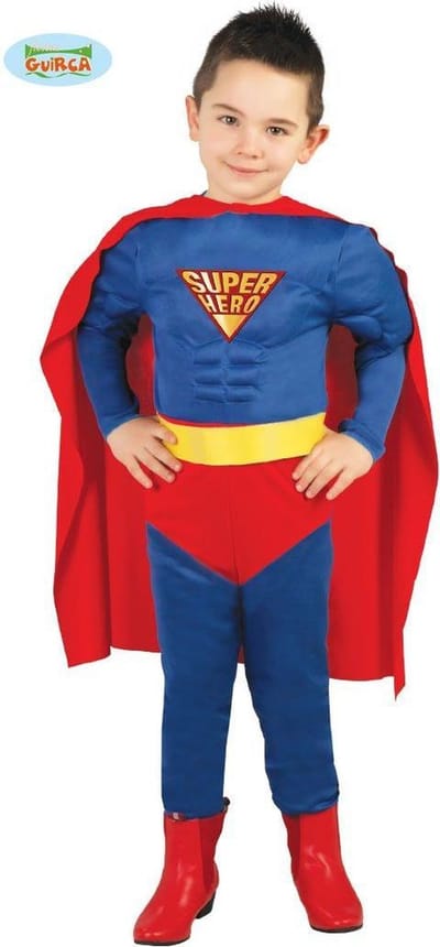 Fiestas Guirca - Superhero Kids gespierd met cape (7-9 jaar) - Carnavalskleding - Carnaval - carnavalskleding 2027 - Carnaval kostuum